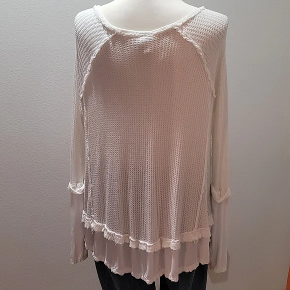 We The Free Free People Womens Extra Small Bohemian Casual V-Neck Waffle Top - Picture 2 of 12